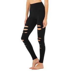 NWOT | ALO Yoga | High Waisted Ripped Warrior Legging | Black | Small